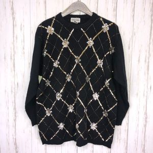 Alfred Dunner 2X Black w/ gold & silver sequins